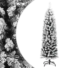 vidaXL Künstlicher Weihnachtsbaum Schlank mit Schnee Grün 150 cm