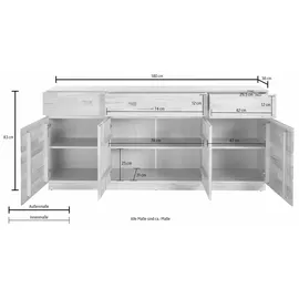 Home Affaire Sideboard HOME AFFAIRE, braun (eiche teilmassiv), Sideboards, Sideboard, Kommode, Breite 180 cm, teilmassiv, FSC-zertifiziert