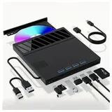 SinLaw 7-in-1 USB Slim Player Brenner, tragbares externes optisches Laufwerk DVD-Brenner (Slot CD ROM-Brenner, externes Laufwerk)