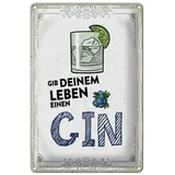 Femer Blechschild 20x30cm Gib deinem Leben einen GIN
