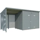 Palmako Leif Gerätehaus 460 x 170 cm Hellgrau Lackiert