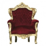 Casa Padrino Barock Sessel "King" Bordeaux / Gold Thron Stuhl