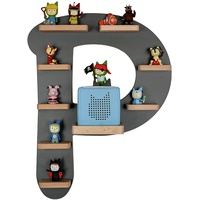 MR TEDDY BEAR Kinderregal Buchstabe P | Holzregal für Toniebox und Tonies | Tonie-Regal hergestellt in der EU | Wandregal zum Spielen und Sammeln | Für Mädchen und Jungen | im P Design in Anthrazit