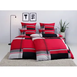 MY HOME Bettwäsche MY HOME "NINA, in verschiedenen Qualitäten", rot, B/L: 135cm x 200cm, 1 Stk., 1 Stk., Microfaser, B/L: 80cm x 80cm, 2 Stk., Microfaser, Obermaterial: 100% Polyester, Bettwäsche, Bettwäsche, in den Größen: 135x200 oder 155x220 cm