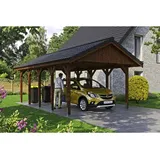 SKANHOLZ Carport Wallgau 4,30 x 7,50 m lasiert - braun inkl. Pfostenanker