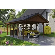 SKANHOLZ Carport Wallgau 4,30 x 7,50 m lasiert - braun inkl. Pfostenanker