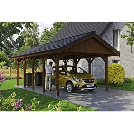 SKANHOLZ Carport Wallgau 4,30 x 7,50 m lasiert - braun inkl. Pfostenanker