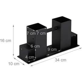 Relaxdays Holzstapelhilfe Metall 34 x 10 x 16 cm Schwarz