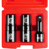 pgroup Schlagschrauber Nüsse Set 1/2", Radschrauben-Flip-Steckschlüsselsatz, CR-MO Stahl, 3 Stück, Metrisch 19-21 mm & SAE 3/4-13/16 Zoll, mit 3-Zoll-Verlängerungsstange