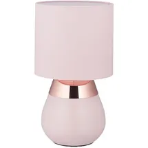 Relaxdays Nachttischlampe mit Touch, Tischlampe Wohn- - Schlafzimmer, Stoffschirm, E14, Hxd: 32x18 cm, Touchlampe, Rosa