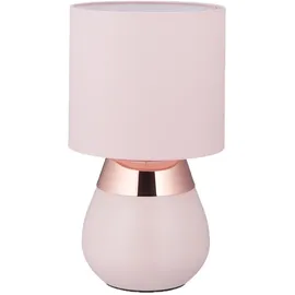 Relaxdays Nachttischlampe mit Touch, Tischlampe Wohn- - Schlafzimmer, Stoffschirm, E14, Hxd: 32x18 cm, Touchlampe, Rosa