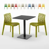 Schwarz Tisch Quadratisch 60x60 cm Bunte Grand Soleil Stühle Gruvyer Licorice