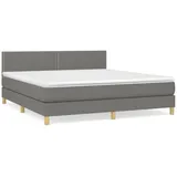 vidaXL Boxspringbett mit Matratze Dunkelgrau 160x200 cm Stoff