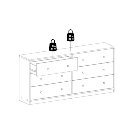 VCM ebuy24 Kommode breit mit 6 Schubladen, Schwarz