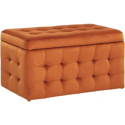 Aufbewahrungshocker MICHIGAN Samtstoff Orange