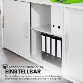 bümö Schiebetürenschrank Aktenschrank 120 x 74,8 x 40 grau