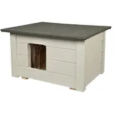 WOODOK Kleines Katzenhaus Outdoor aus Holz - Isoliertes Katzenhütte für Garten oder Terasse - Kleintierhaus für draußen, 54 x 39 x 34 cm (Asche, Katzenhaus)