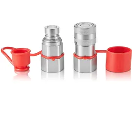 Vevor 1/2 Zoll flache Hydraulikkupplungen, 3/4 SAE-Hydraulik-Schnellkupplungen für Kompaktlader mit 2 Staubkappen (ISO16028)