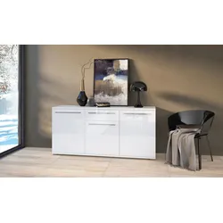Kommode PLACES OF STYLE "Piano", weiß (weiß hochglanz), B:150cm H:84,6cm T:45,2cm, Spanplatte, Sideboards, UV lackiert, Soft-Close Funktion
