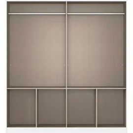 Rauch Möbel Aberdeen, Drehtürenschrank Kleiderschrank, Schrank Garderobe 4-türig, 8 Schubladen, Farbe Weiß/Hochglanz weiß, Griffe Grau metallic, 181x197x54cm