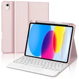 IVEOPPE Tastatur für iPad 10. Generation, Hülle mit Tastatur für iPad 10 10.9" 2022, Bluetooth Magnetisch Abnehmbare QWERTZ Touchpad Hülle Tastatur für iPad 10 Generation 10,9 Zoll, Roségold