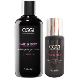 Oggi Men Set Hair and Body Shampoo 250ml + gratis Travelsize-Shampoo