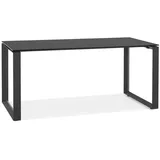 KADIMA DESIGN Schreibtisch Moderner Bürotisch, Glas & Metall, 160x80 cm, Arbeitstisch Homeoffice, Bodenschutz schwarz