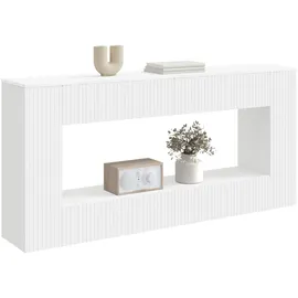vidaXL Gestreift Konsolentisch 155 x 29 x 74 cm Weiß