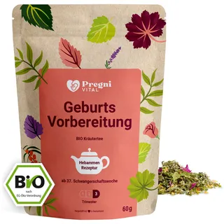 Geburtsvorbereitung BIO Schwangerschaftstee mit Himbeerblättern und Frauenmantel - von PregniVital® 60 g Tee