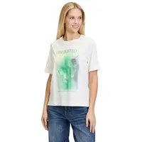 Cartoon Printshirt mit Rundhalsausschnitt Patch Cream/Green,40 | 40