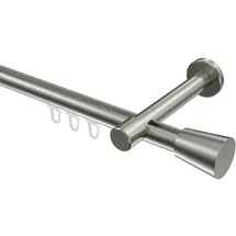 Interdeco GARDINENSTANGE INNENLAUF Prestige Sitra 420 cm (geteilt in 3 x 140 cm), 1-läufig, 20 mm Ø Edelstahl-Optik