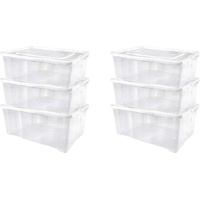 ALPFA Schuhbox 6 er Set je 5,0 Liter Klarsichtboxen Stapelboxen Kunststoffboxen (Spar-Set, 6 Boxen + 6 Deckel) weiß
