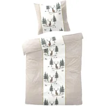 Traumschlaf Feinbiber Hirsche Beige 155 x 220 cm + 80 x 80 cm
