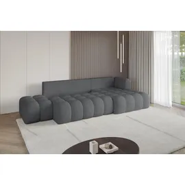 altdecor Ecksofa Cord mit Schlaffunktion 3-Sitzer Dunkelgrau