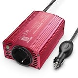 BESTEK Spannungswandler 12v 230v 300W Modifizierte Sinus Wechselrichter 12 V auf 230V Spannungswandler mit AC Steckdose und 2 USB Anschlüsse inkl. Kfz Zigarettenanzünder Stecker, Rot