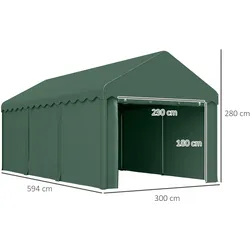 Outsunny - Carport - 594Lx300Wx280Hcm - Grün