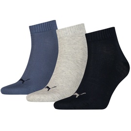 Puma Unisex Socken - Quarter-Socken, Sneaker-Socken, Damen, Herren, Vorteilspack Dunkelblau/Grau 35-38