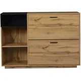 stilvora Schuhschrank 120 x 84,5 x 32 cm 3 offene + 2 Klappfächer / Natur