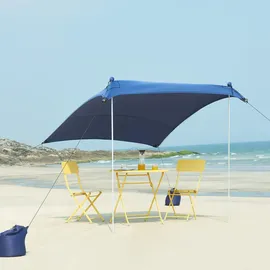 pro.tec Strandzelt, Blau, Textil, Metall, 200x200 cm, Sonnen- & Sichtschutz, Sonnensegel