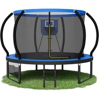 Devoko Outdoor Trampolin mit Basketballkorb & Sicherheitsnetz - 150 kg Maximalgewicht - Ø 228/305/366/427 cm - Robuster Garten-Trampolinspaß für Kinder und Erwachsene