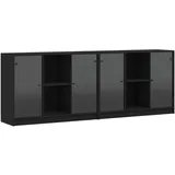 vidaXL Bücherschrank mit Türen Schwarz 204x37x75 cm Holzwerkstoff