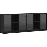 vidaXL Bücherschrank mit Türen Schwarz 204x37x75 cm Holzwerkstoff