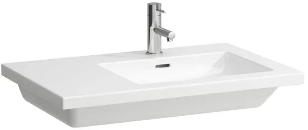 LAUFEN Living Square Waschtisch H8174390001091 75x48cm, ohne Hahnloch mit Überlauf, Ablage links
