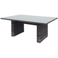 Lomadox Gartentisch HGA-120, Tisch mit Glasplatte, Polyrattan grau, ca. 200x75x100cm grau