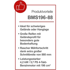 SCHEPPACH Balkenmäher BMS196-88 Rasenmäher 5,7PS mit Radantrieb Hochgrasmäher