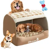 Cozy Dog House Bed Gemütliches Hundehaus Cozy House Dog Bed hundehöhle Indoor höhle Hund Hunde höhlenbett hundehaus für drinnen (braun,L)