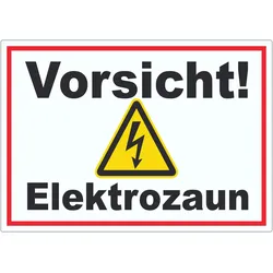 Vorsicht Elektrozaun Weidezaun Aufkleber A5 (148x210mm)