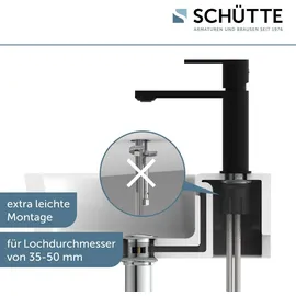 Schütte Waschtischarmatur MANHATTAN Wasserhahn Bad mit Ablaufgarnitur, Pop Up Abflussstopfen, Mischbatterie Waschbecken, Schwarz