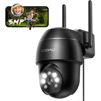 COOAU 5MP Überwachungskamera Aussen WLAN, 355°/90°PTZ IP Outdoor Kamera mit 5dbi Doppelantenne, Mensch Bewegungsmelder, Automatische Verfolgung,24/7 Aufnahme, Farbige Nachtsicht, IP66, 2-Wege-Audio