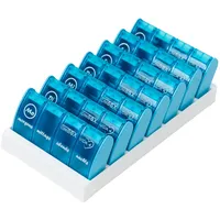 CINIBOX VIDA 4 – Tablettenbox 7 Tage – Helltürkis – Pillendose & Medikamentenbox mit jeweils 4 Fächern – leicht zu öffnen & sicher verschlossen – BPA-frei & lebensmittelecht – Made in DE